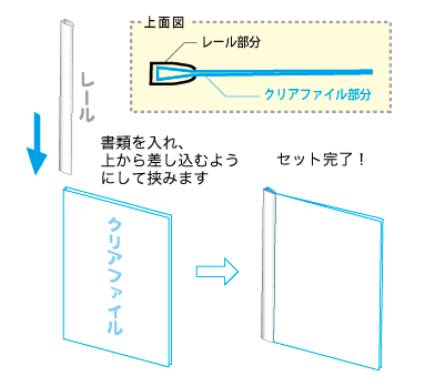 レール付クリアファイル