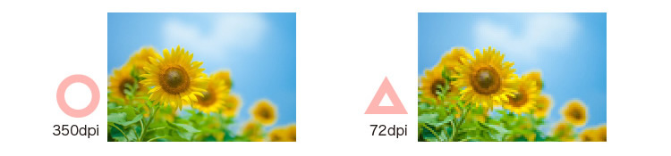 解像度350dpiと72dpiの違い